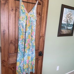 Vintage bright floral maxi nightgown or dress
